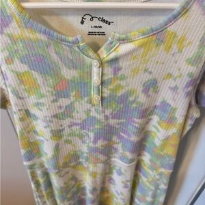Art Class Pastel Tie-Dye Dress with Buttons